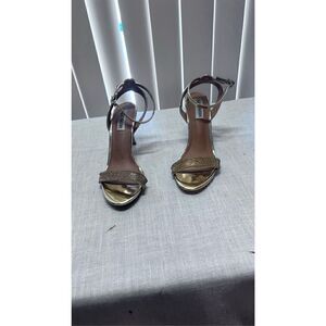 Steve Madden Women's Rielle Fabric Coated Stiletto Heels Gold Size 7.5M